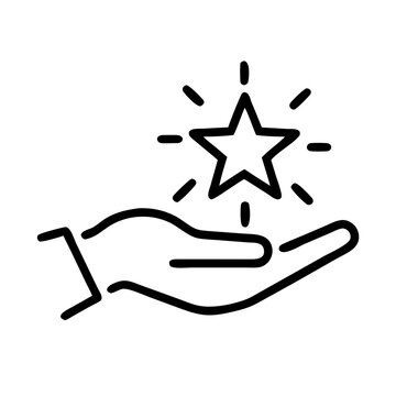 Loyalty program icon featuring a hand and star for business marketing