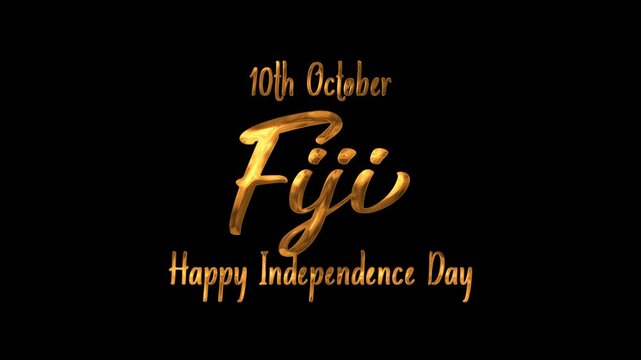 Happy Fiji Independence Day Text Animation on Gold Color. Great for Happy Fiji Independence Day Celebrations, for banner, social media feed wallpaper stories.
