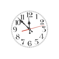 Vector elegant black round clock dial placed on white background