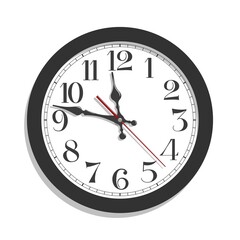 Black classic round wall clock isolated on white background illustration