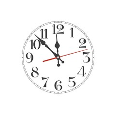 Elegant black round clock dial placed on white background