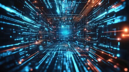 Fototapeta premium IT technology background that portrays the resilience of digital systems in the face of challenges and disruptions