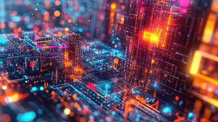 Fototapeta premium IT technology background that portrays the resilience of digital systems in the face of challenges and disruptions