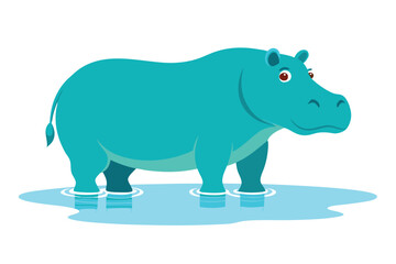 hippopotamus in the water clean silhouette color I.eps