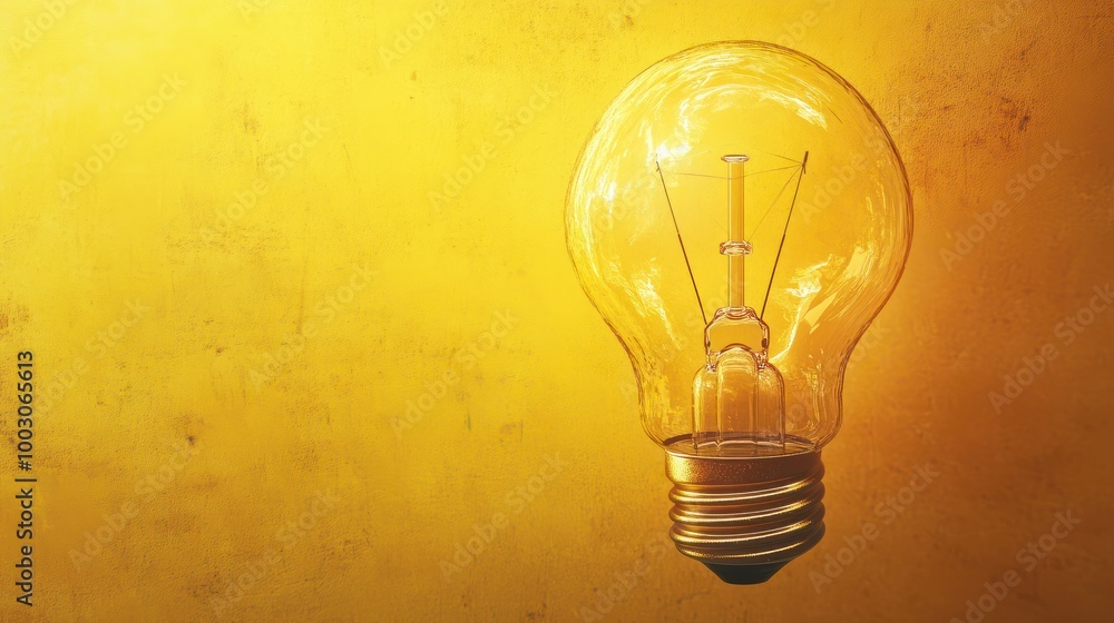 Poster light bulb over yellow background in vision and idea conceptual image.