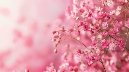 Fototapeta premium Baby's Breath flower on soft color background, romantic feminine composition, wedding invitation concept.
