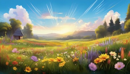 spring meadow with flowers