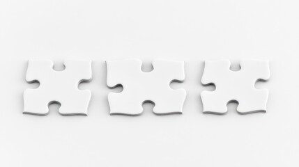 Three interlocking white puzzle pieces on a plain background.