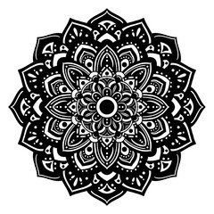 Hand drawn floral mandala, circular shape, drawing of botanical, natural theme. for coloring book page, ornament, decoration, tattoo, wallpaper, background, tile, sticker. flower design.