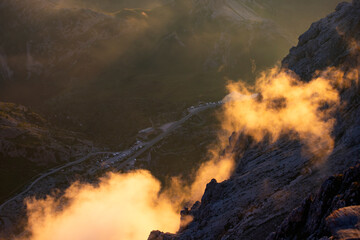 Dolomite stuning sunset from the Lagazuoi refuge