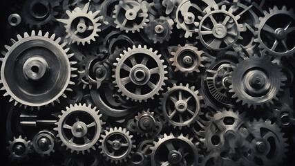  Gear wheels, cogwheels industry mechanism. Engineering concept. AI generated image, ai