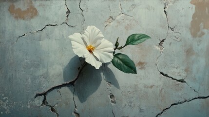 Resilient Flower: A Symbol of Strength and Hope Blooming Through Concrete Cracks