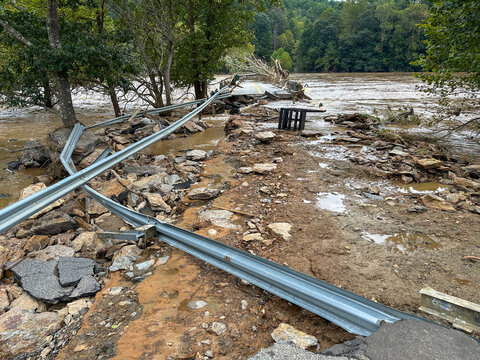 Low Water Bridge in Fries, VA destroyed by Hurricane Helene