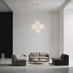 Futuristic modern clean-lined interior lit by contemporary lighting Photograph