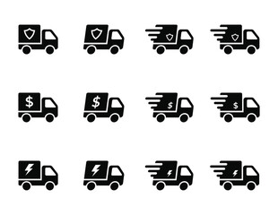 Unique Delivery Truck Icons.Shipping icon collection. Vector
