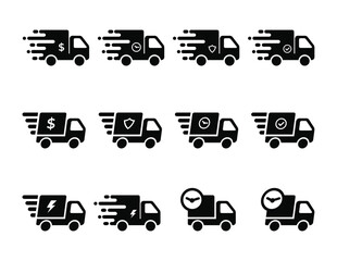 Unique Delivery Truck Icons.Shipping icon collection. Vector