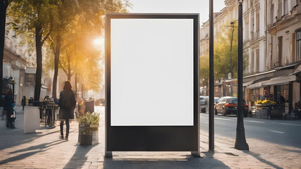 Mock up of light box on the street for your advertising. Blank billboard with copy space. background.AI generated image, ai