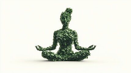 21 June, INTERNATIONAL YOGA DAY, yoga day illustration, with woman made with leaves sitting in lotus yoga pose, white background