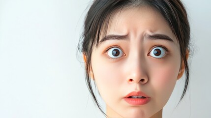 Chinese woman's face on white