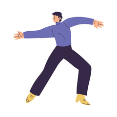 Man Character Dancing Moving Body at Music Tunes Vector Illustration