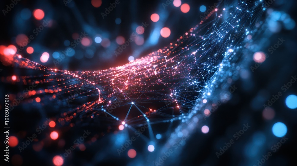 Poster Abstract network information web science technology data center fiber optic cable 5G connection future light digital