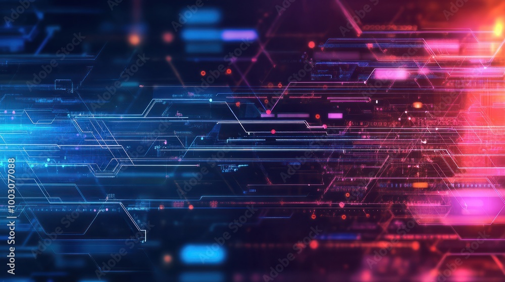 Poster abstract technology lines background with smart and futuristic, intelligent communication network co