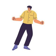 Man Character Dancing Moving Body at Music Tunes Vector Illustration