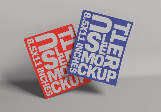 Two Curved US Letter Size Papers Mockup