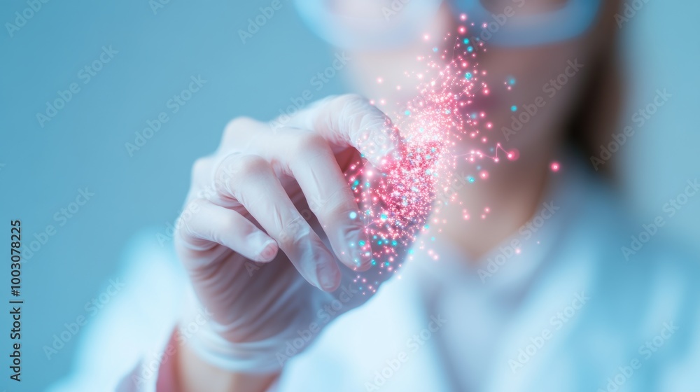 Aufkleber a scientist using ai tools to analyze experimental data, leading to groundbreaking discoveries and a