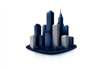 Fototapeta premium Minimalist urban skyline icon, featuring simple geometric shapes representing towering skyscrapers against a clean backdrop
