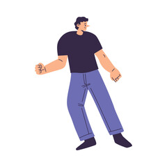 Man Character Dancing Moving Body at Music Tunes Vector Illustration