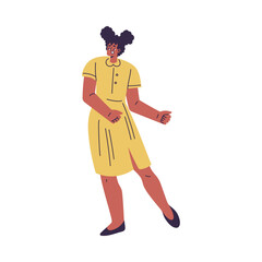 Woman Character Dancing Moving Body at Music Tunes Vector Illustration