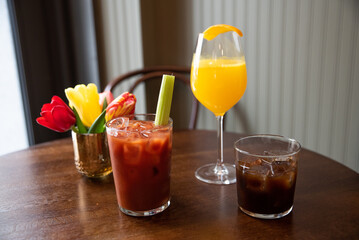 breakfast cocktails, mimosa, Bloody Mary, cocktail, Aperol spritz, drinks, beverage, drink,...