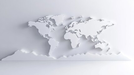 Minimalist World Map with Topography Lines, A simplified grayscale world map showcasing elevation changes with subtle topography lines.