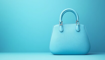 Stylish blue handbag on a vibrant blue background, perfect for fashion and accessory themes.