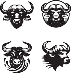 Buffalo Head Silhouette Vector  illustration