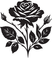 Rose flower silhouette vector  illustration 
