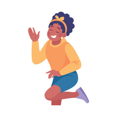 Party with Young Woman Rejoice and Cheering Vector Illustration