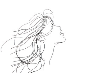 Naklejka premium An isolated minimalist artwork showcasing a one-line drawing of a rose, where only a single black line adorns a pristine white background. Minimalist black linear design isolated on white background