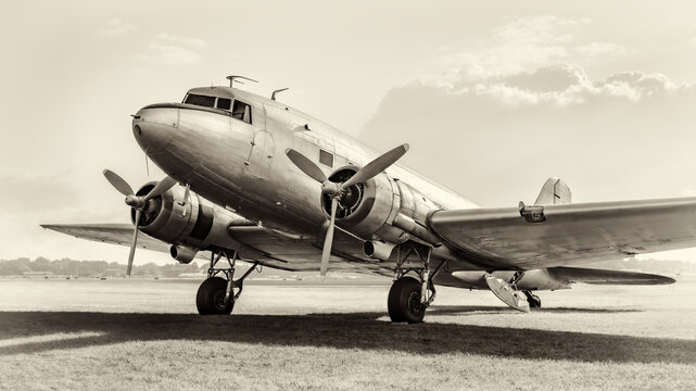 historical plane on an airfield