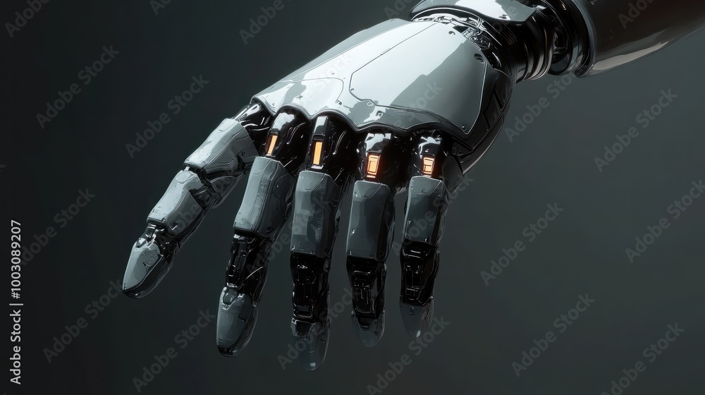 Aufkleber robot ai hand future background technology artificial arm humanoid touch. futuristic hand robot ai i