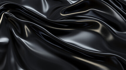 Obraz premium Close-up of smooth black leather texture with elegant folds