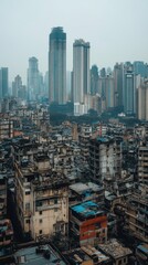 Fototapeta premium Bustling City Skyline with Towering Skyscrapers