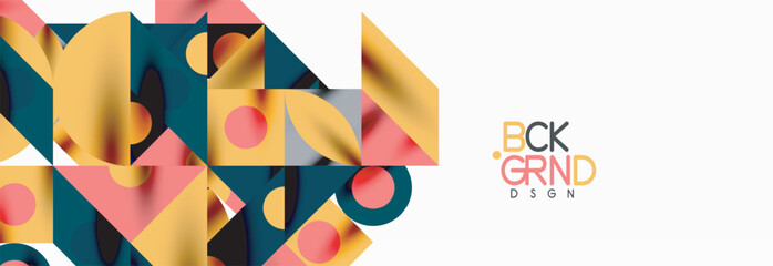 Trendy colorful circles, lines, arrows, triangles and other geometric shapes. Vector Illustration For Wallpaper, Banner, Background, Card, Book Illustration, landing page