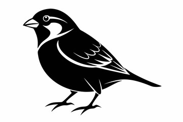 A cute House Sparrow bird for log silhouette black Vector art illustration 