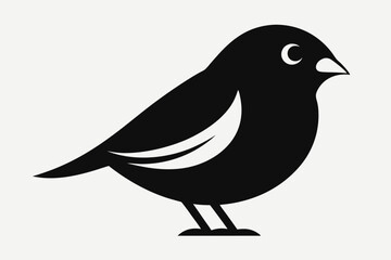 A cute House Sparrow bird for log silhouette black Vector art illustration 