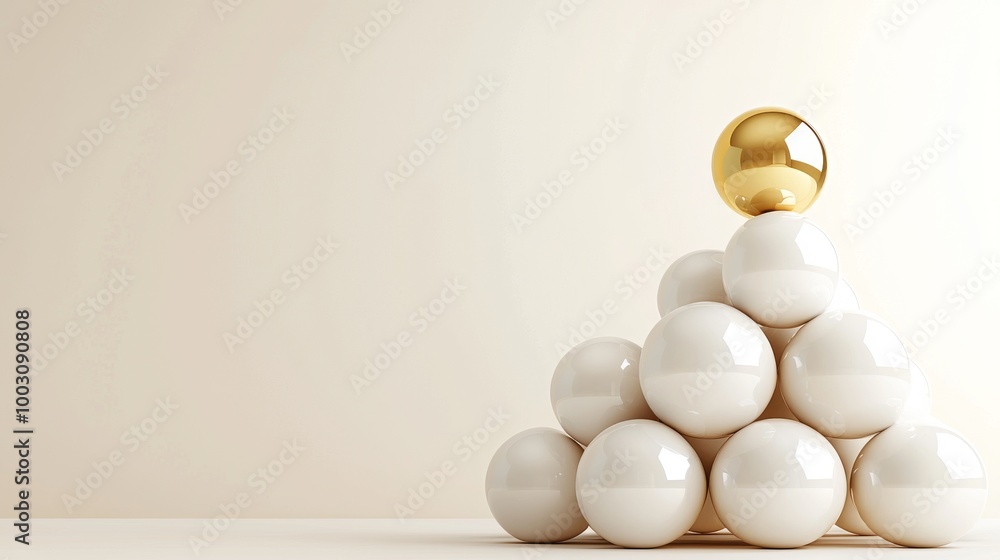 Poster a 3d render of a minimalist geometric abstract background with a gold ball sitting in the center of 
