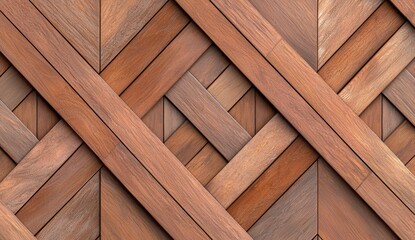 A rough parquet floor with a geometric pattern. A brown seamless wooden background. A wood texture.