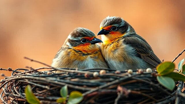 4K Close-Up of Two Birds in Nest | Intimate Wildlife Moment