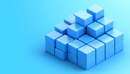Blue background design with cubes and abstract 3D render